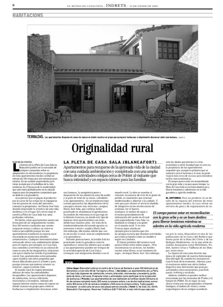 Originalidad rural — El Mundo · Indrets · 2008